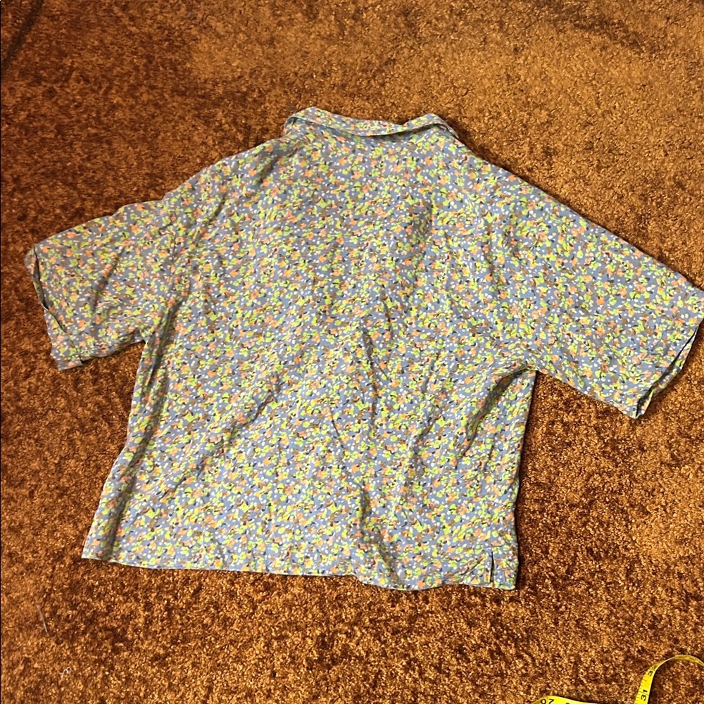 Prana Blue Floral Button-Up Blouse - Picture 6 of 6